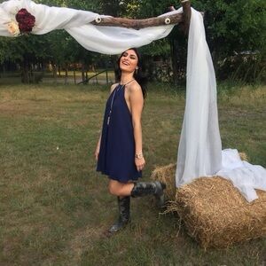 Everly Blue Halter Sundress Sleeveless Mini